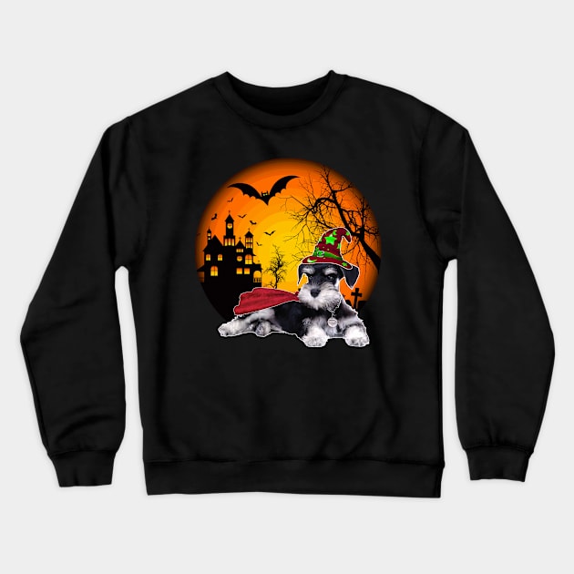 Happy Halloween Miniature Schnauzer Dogs Halloween Gift Crewneck Sweatshirt by Rene	Malitzki1a